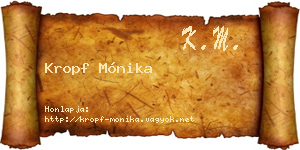 Kropf Mónika névjegykártya